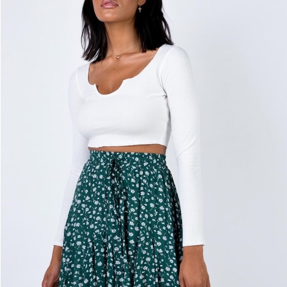 Princess Polly Floral Green Skirt